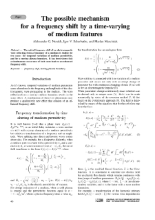 The possible mechanism for a frequency shift by a time-varying of medium features, Journal of Telecommunications and Information Technology, 2000, nr 1,2