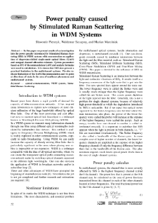 Power penalty caused by Stimulated Raman Scattering in WDM Systems, Journal of Telecommunications and Information Technology, 2000, nr 1,2