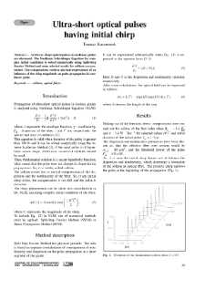 Ultra-short optical pulses having initial chirp, Journal of Telecommunications and Information Technology, 2000, nr 1,2