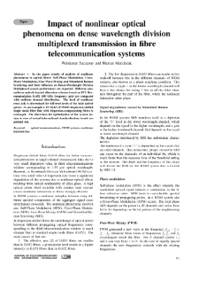 Impact of nonlinear optical phenomena on dense wavelength division multiplexed transmission in fibre telecommunication systems, Journal of Telecommunications and Information Technology, 2000, nr 1,2