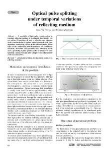 Optical pulse splitting under temporal variations of reflecting medium, Journal of Telecommunications and Information Technology, 2000, nr 1,2
