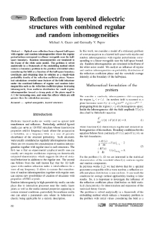 Reflection from layered dielectric structures with combined regular and random inhomogeneities, Journal of Telecommunications and Information Technology, 2000,nr 1,2