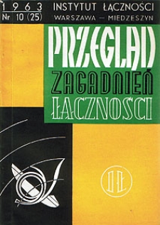 Odpowiedni system jednowstęgowy. Przegląd Zagadnień Łączności, 1963, nr 10 (25)