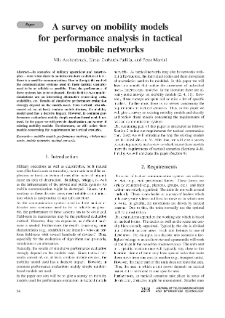 A survey on mobility models for performance analysis in tactical mobile networks, Journal of Telecommunications and Information Technology, 2008, nr 2