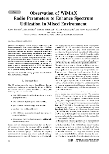 Observation of WiMAX Radio Parameters to Enhance Spectrum Utilization in Mixed Environment, Journal of Telecommunications and Information Technology, 2018, nr 1