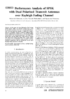 Performance Analysis of SPSK with Dual Polarized Transmit Antennas over Rayleigh Fading Channel, Journal of Telecommunications and Information Technology, 2018, nr 1
