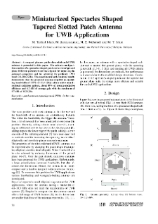 Miniaturized Spectacles Shaped Tapered Slotted Patch Antenna for UWB Applications, Journal of Telecommunications and Information Technology, 2018, nr 1