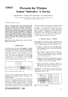 Protocols for Wireless Sensor Networks: A Survey, Journal of Telecommunications and Information Technology, 2018, nr 1