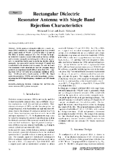Rectangular Dielectric Resonator Antenna with Single Band Rejection Characteristics, Journal of Telecommunications and Information Technology, 2019, nr 1