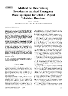 Method for Determining Broadcaster Advised Emergency Wake-up Signal for ISDB-T Digital Television Receivers, Journal of Telecommunications and Information Technology, 2019, nr 1