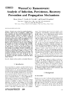 WannaCry Ransomware: Analysis of Infection, Persistence, Recovery Prevention and Propagation Mechanisms, Journal of Telecommunications and Information Technology, 2019, nr 1
