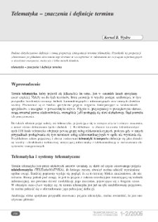 Telematyka – znaczenia i definicje terminu. Telekomunikacja i Techniki Informacyjne, 2005, nr 1-2