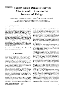 Battery Drain Denial-of-Service Attacks and Defenses in the Internet of Things, Journal of Telecommunications and Information Technology, 2019, nr 2