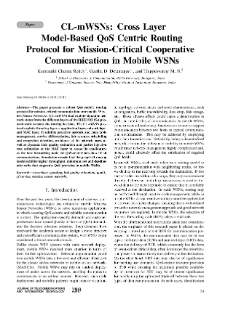CL-mWSNs: Cross Layer Model-Based QoS Centric Routing Protocol for Mission-Critical Cooperative Communication in Mobile WSNs, Journal of Telecommunications and Information Technology, 2019, nr 2