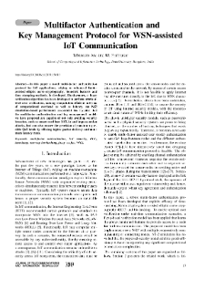 Multifactor Authentication and Key Management Protocol for WSN-assisted IoT Communication, Journal of Telecommunications and Information Technology, 2019, nr 3