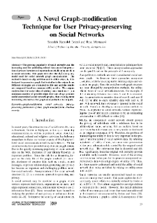 A Novel Graph-modiﬁcation Technique for User Privacy-preserving on Social Networks, Journal of Telecommunications and Information Technology, 2019, nr 3