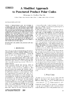 A Modiﬁed Approach to Punctured Product Polar Codes, Journal of Telecommunications and Information Technology, 2019, nr 3