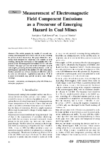 Measurement of Electromagnetic Field Component Emissions as a Precursor of Emerging Hazard in Coal Mines, Journal of Telecommunications and Information Technology, 2019, nr 4