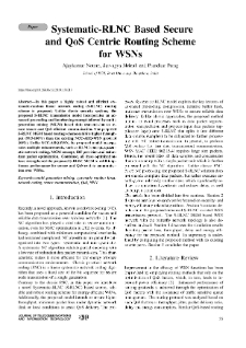 Systematic-RLNC Based Secure and QoS Centric Routing Scheme for WSNs, Journal of Telecommunications and Information Technology, 2019, nr 4