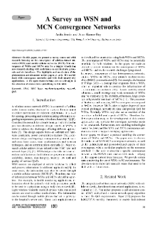 A Survey on WSN and MCN Convergence Networks, Journal of Telecommunications and Information Technology, 2020, nr 1