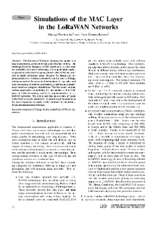 Simulations of the MAC Layer in the LoRaWAN Networks, Journal of Telecommunications and Information Technology, 2020, nr 2