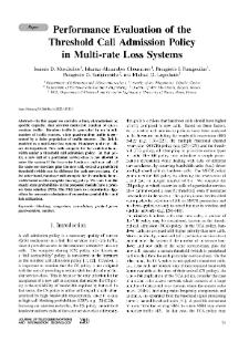 Performance Evaluation of the Threshold Call Admission Policy in Multi-rate Loss Systems, Journal of Telecommunications and Information Technology, 2020, nr 2