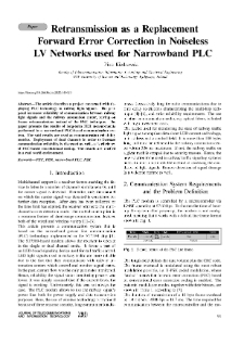 Retransmission as a Replacement Forward Error Correction in Noiseless LV Networks used for Narrowband PLC, Journal of Telecommunications and Information Technology, 2020, nr 2