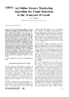 An Online Stream Monitoring Algorithm for Fraud Detection in the Transport of Goods, Journal of Telecommunications and Information Technology, 2020, nr 4