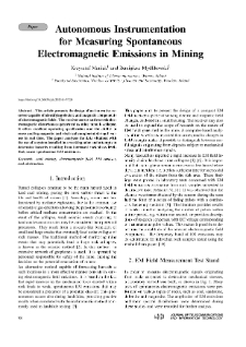 Autonomous Instrumentation for Measuring Spontaneous Electromagnetic Emissions in Mining, Journal of Telecommunications and Information Technology, 2020, nr 4