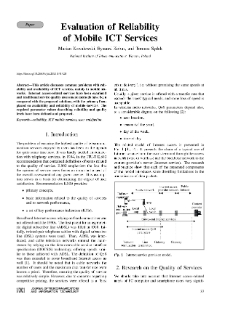 Evaluation of Reliability of Mobile ICT Services, Journal of Telecommunications and Information Technology, 2021, nr 1
