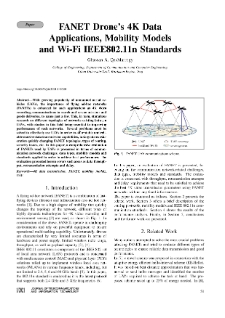 FANET Drone’s 4K Data Applications, Mobility Models and Wi-Fi IEEE802.11n Standards, Journal of Telecommunications and Information Technology, 2021, nr 1