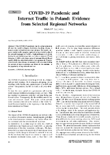 COVID-19 Pandemic and Internet Traffic in Poland: Evidence from Selected Regional Networks, Journal of Telecommunications and Information Technology, 2021, nr 3