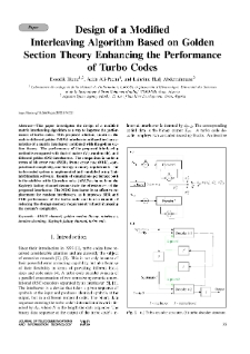 Design of a Modified Interleaving Algorithm Based on Golden Section Theory Enhancing the Performance of Turbo Codes, Journal of Telecommunications and Information Technology, 2022, nr 2