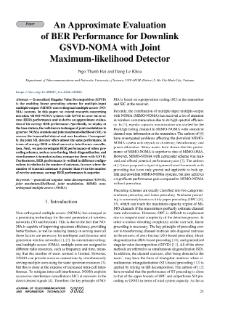 An Approximate Evaluation of BER Performance for Downlink GSVD-NOMA with Joint Maximum-likelihood Detector, Journal of Telecommunications and Information Technology, 2022, nr 3