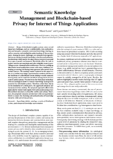 Semantic Knowledge Management and Blockchain-based Privacy for Internet of Things Applications, Journal of Telecommunications and Information Technology, 2022, nr 3