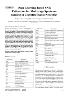 Deep Learning-based SNR Estimation for Multistage Spectrum Sensing in Cognitive Radio Networks, Journal of Telecommunications and Information Technology, 2022, nr 4