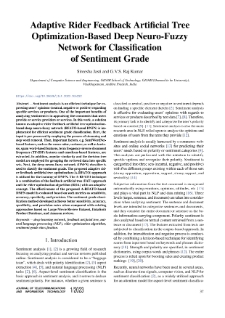 Adaptive Rider Feedback Artificial Tree Optimization-Based Deep Neuro-Fuzzy Network for Classification of Sentiment Grade, Journal of Telecommunications and Information Technology, 2023, nr 1