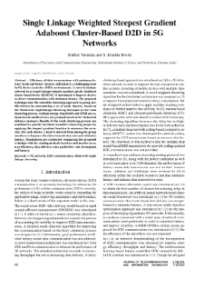 Single Linkage Weighted Steepest Gradient Adaboost Cluster-Based D2D in 5G Networks, Journal of Telecommunications and Information Technology, 2023, nr 1