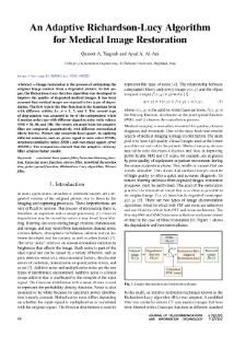 An Adaptive Richardson-Lucy Algorithm for Medical Image Restoration, Journal of Telecommunications and Information Technology, 2023, nr 1