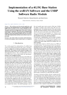 Implementation of a 4G/5G Base Station Using the srsRAN Software and the USRP Software Radio Module, Journal of Telecommunications and Information Technology, 2023, nr 3