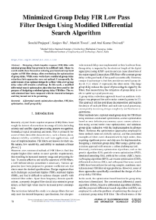 Minimized Group Delay FIR Low Pass Filter Design Using Modified Differential Search Algorithm, Journal of Telecommunications and Information Technology, 2023, nr 3