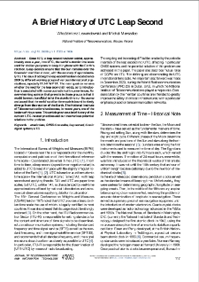 A Brief History of UTC Leap Second, Journal of Telecommunications and Information Technology, 2023, nr 4