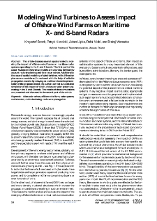 Modeling Wind Turbines to Assess Impactof Offshore Wind Farms on MaritimeX- and S-band Radars, Journal of Telecommunications and Information Technology, 2024, nr 1