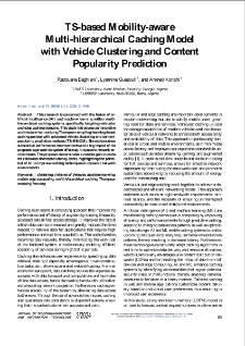 TS-based Mobility-aware Multi-hierarchical Caching Model with Vehicle Clustering and Content Popularity Prediction, Journal of Telecommunications and Information Technology, 2024, nr 3