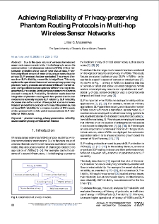 Achieving Reliability of Privacy-preserving Phantom Routing Protocols in Multi-hop Wireless Sensor Networks, Journal of Telecommunications and Information Technology, 2024, nr 3