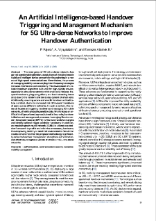 An Artificial Intelligence-based Handover Triggering and Management Mechanism for 5G Ultra-dense Networks to Improve Handover Authentication, Journal of Telecommunications and Information Technology, 2025, nr 2
