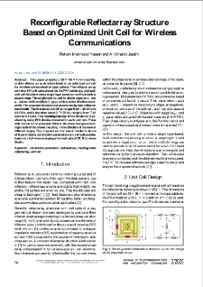 Reconfigurable Reflectarray Structure Based on Optimized Unit Cell for Wireless Communications, Journal of Telecommunications and Information Technology, 2025, nr 2