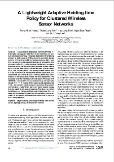 A Lightweight Adaptive Holding-time Policy for Clustered Wireless Sensor Networks, Journal of Telecommunications and Information Technology, 2026, nr 2