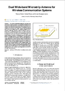 Dual Wide-band Microstrip Antenna for Wireless Communication Systems, Journal of Telecommunications and Information Technology
