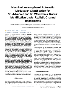 Machine Learning-based Automatic Modulation Classification for 5G-Advanced and 6G Waveforms: Robust Identification Under Realistic Channel Impairments, Journal of Telecommunications and Information Technology, 2026, nr 3